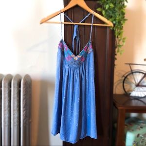 En Creme Blue Embroidered Top